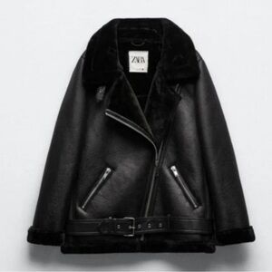 Black moto jacket with fur